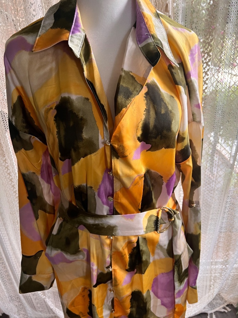 NWT French Connection abstract colorful shirt dress - Picture 4 of 13
